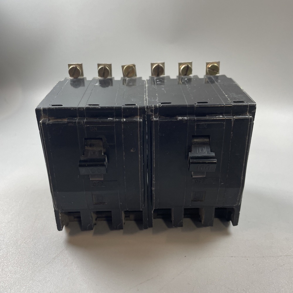 2 X - Square D QOB3100VH Bolt-on Circuit Breaker 3P 100A 22KA with Screws Tested